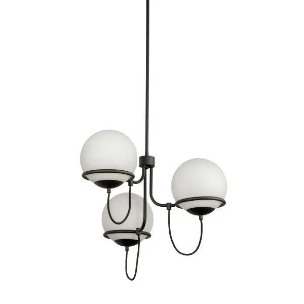 Alba 23-Inch Chandelier in Matte Black with Opal Glass - Image 5
