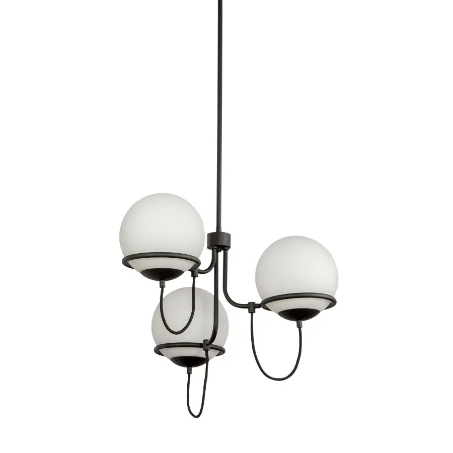 Alba 23-Inch Chandelier in Matte Black with Opal Glass - Image 5