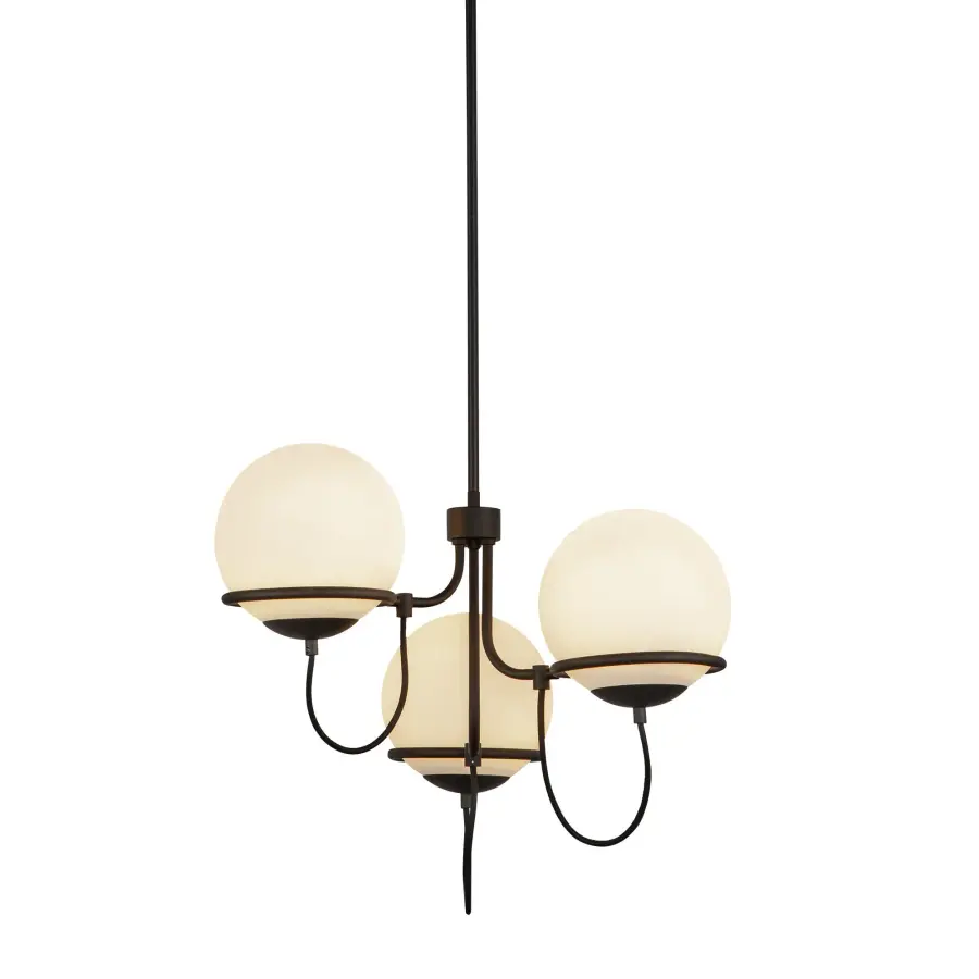 Alba 23-Inch Chandelier in Matte Black with Opal Glass - Image 6