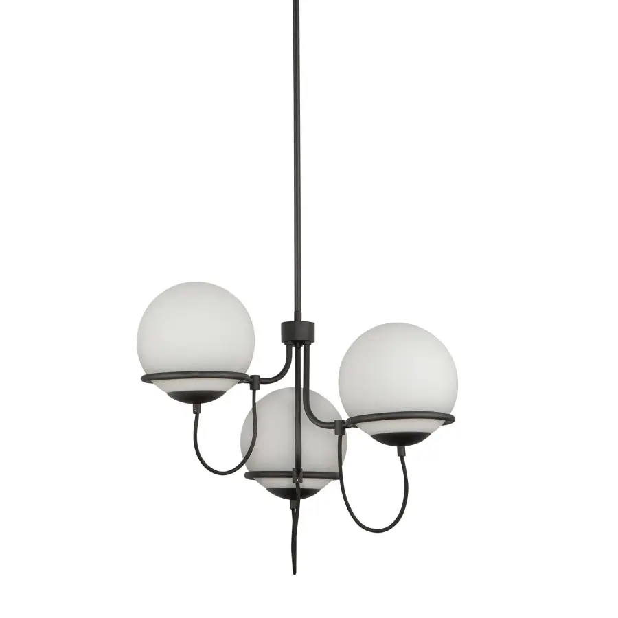 Alba 23-Inch Chandelier in Matte Black with Opal Glass - Image 7
