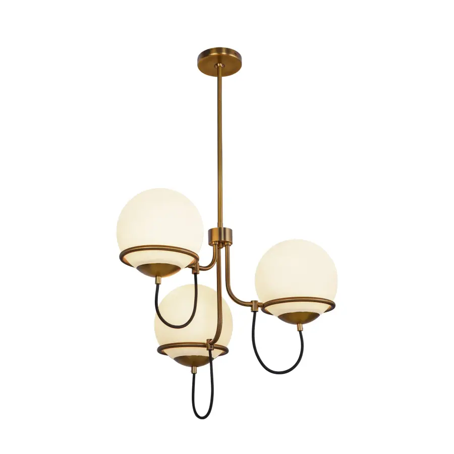 Alba 23-Inch Chandelier in Matte Black with Opal Glass - Image 9