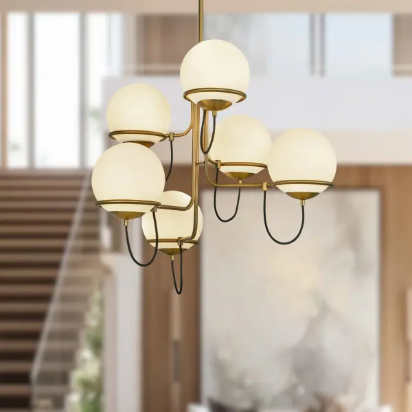 Alba 32-Inch Chandelier in Matte Black with Opal Glass - Image 2