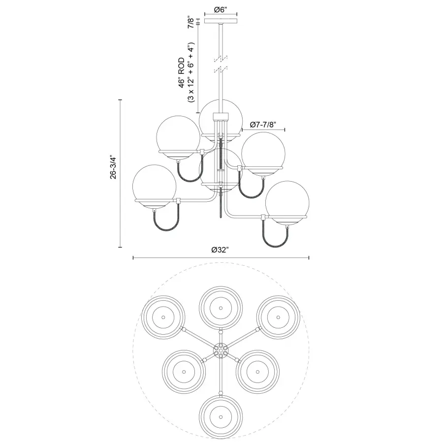 Alba 32-Inch Chandelier in Matte Black with Opal Glass - Image 14