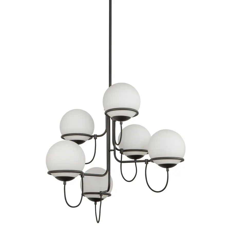 Alba 32-Inch Chandelier in Matte Black with Opal Glass - Image 4