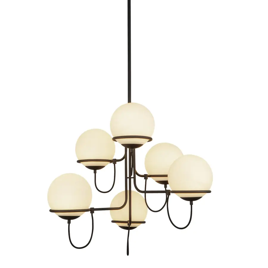 Alba 32-Inch Chandelier in Matte Black with Opal Glass - Image 5