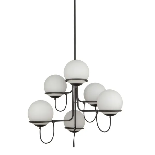 Alba 32-Inch Chandelier in Matte Black with Opal Glass - Image 6