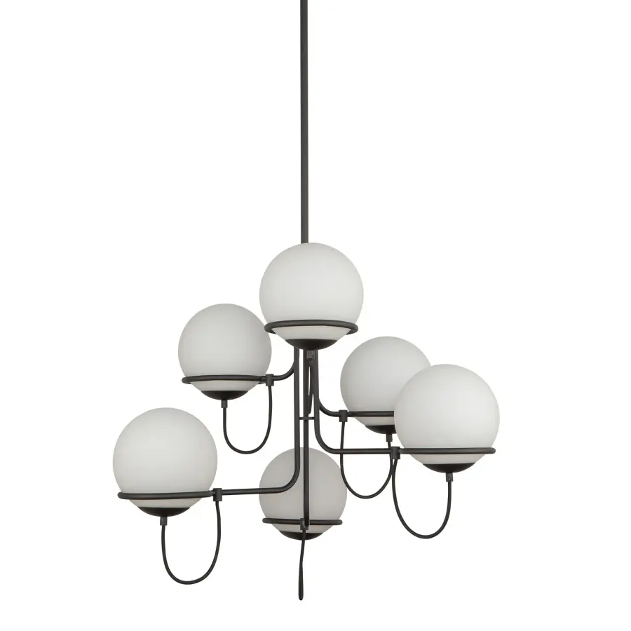 Alba 32-Inch Chandelier in Matte Black with Opal Glass - Image 6