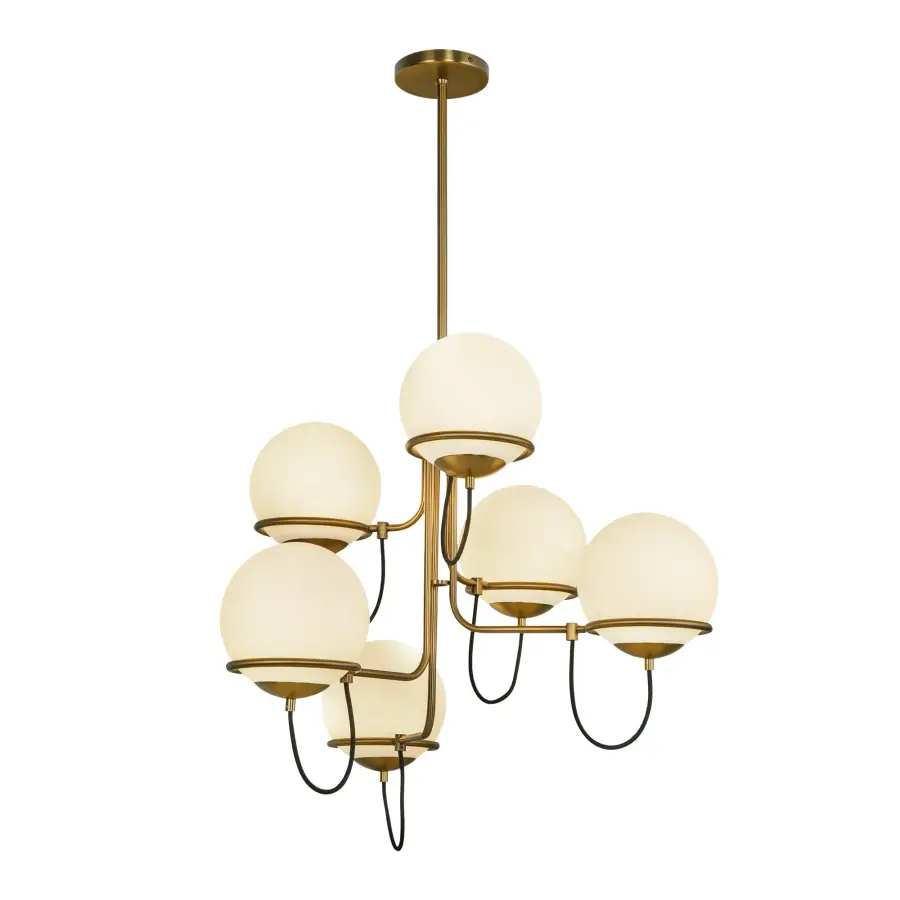 Alba 32-Inch Chandelier in Matte Black with Opal Glass - Image 8