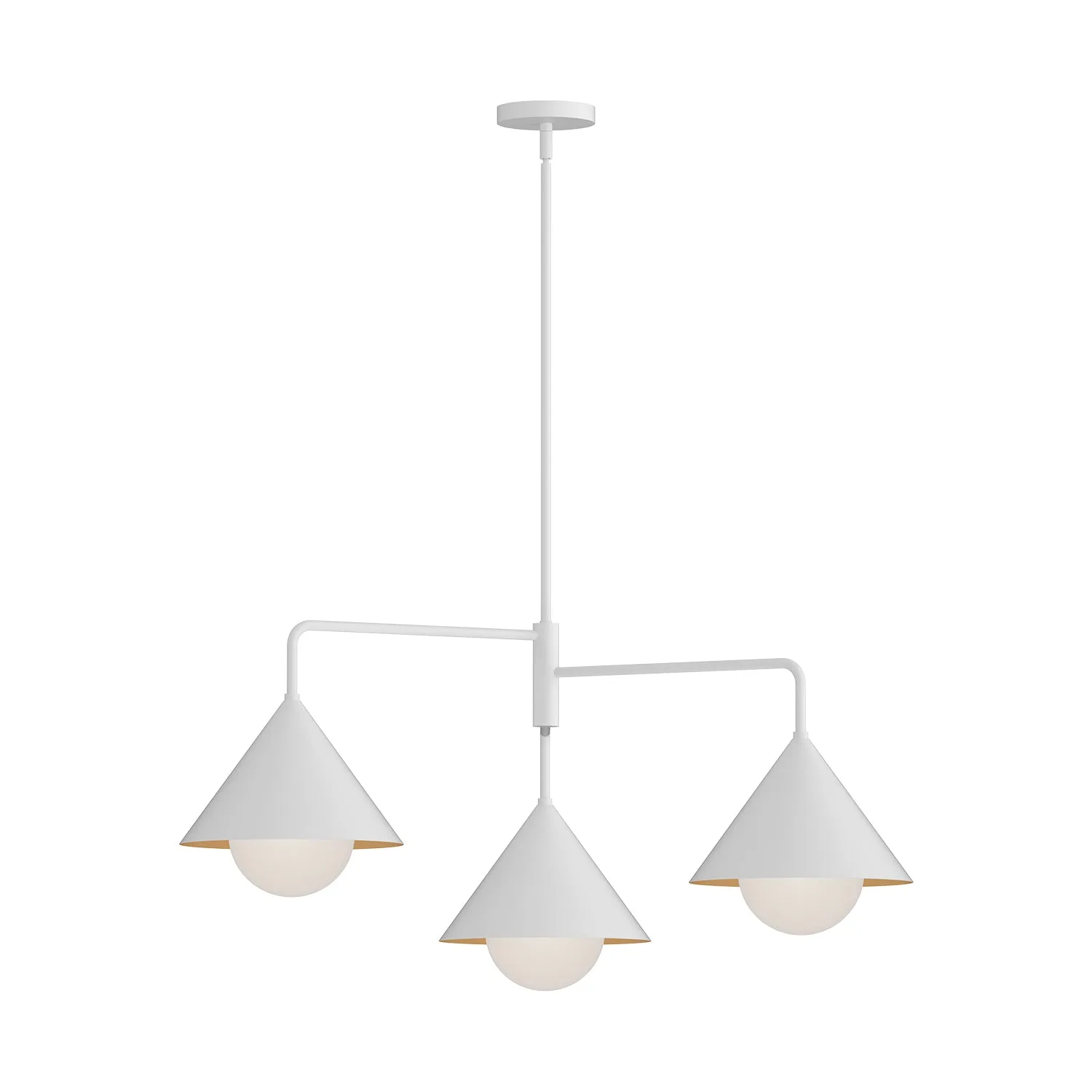 Remy 38-Inch Chandelier in Brushed Gold with Opal Glass