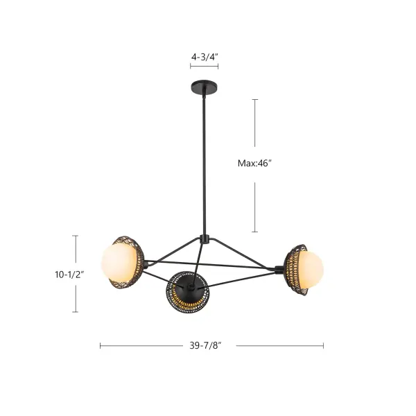 Perth 40-Inch Chandelier in White with Opal Glass - Image 18
