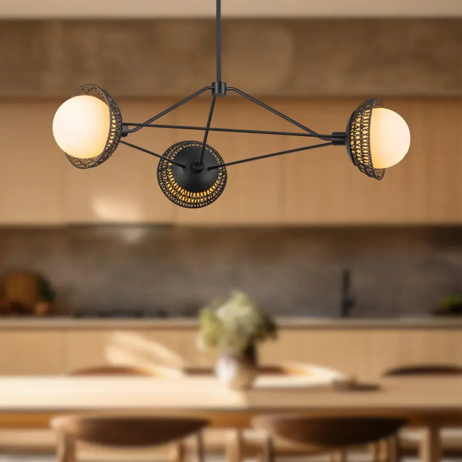 Perth 40-Inch Chandelier in White with Opal Glass - Image 3