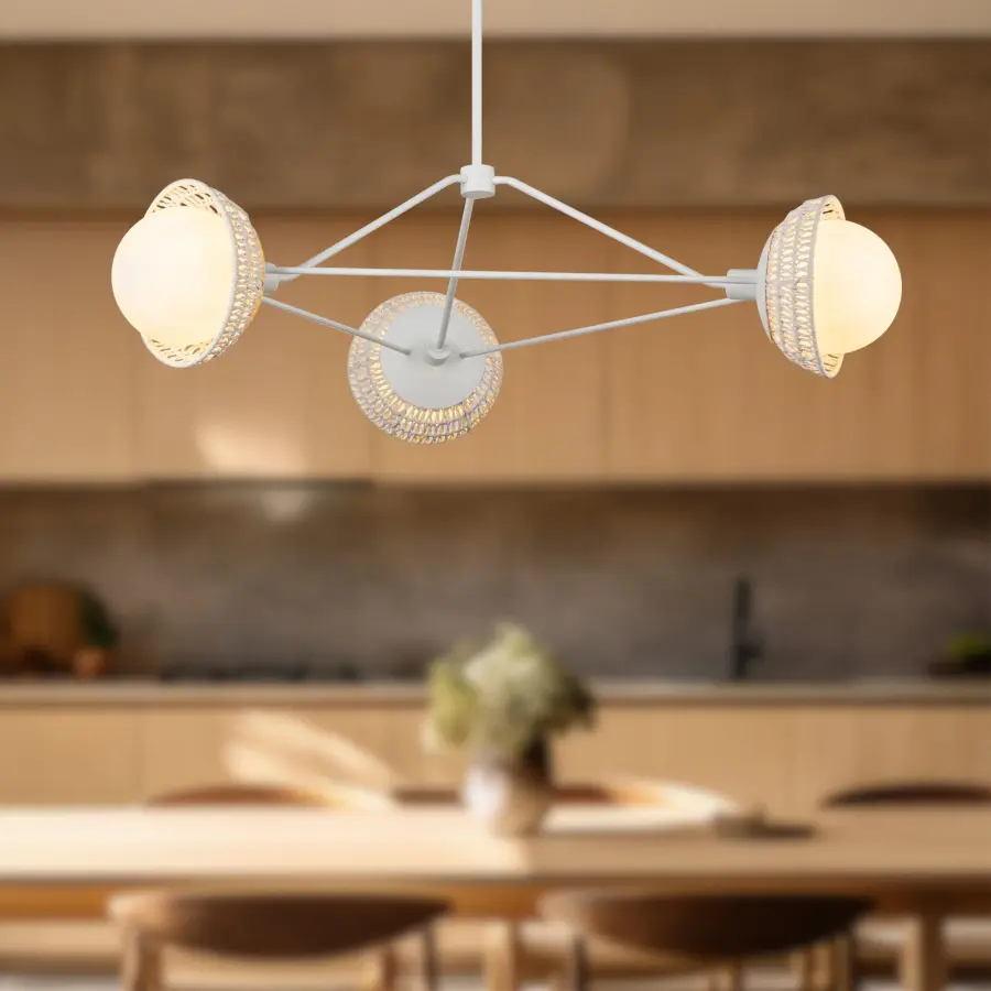 Perth 40-Inch Chandelier in White with Opal Glass - Image 4