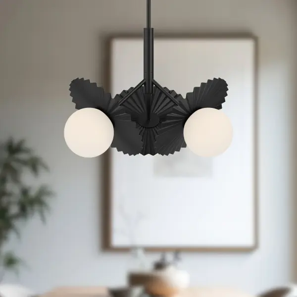 Plume 22-Inch Chandelier in Matte Black - Image 3