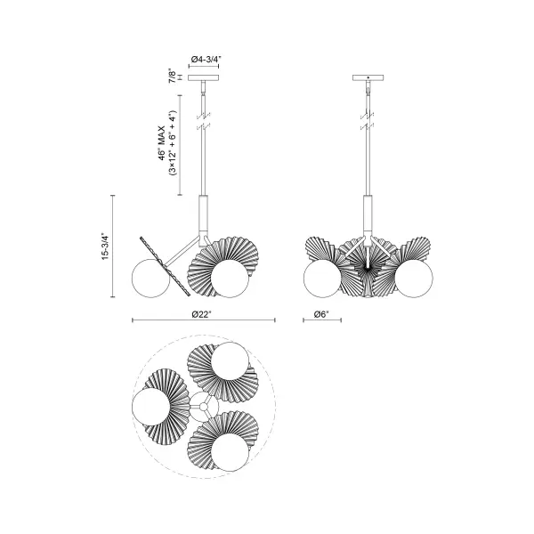 Plume 22-Inch Chandelier in Matte Black - Image 6