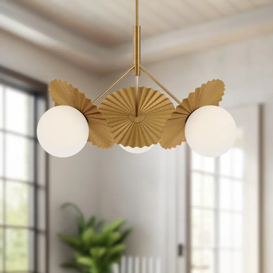 Plume 34-Inch Chandelier in Matte Black with Opal Glass - Image 3
