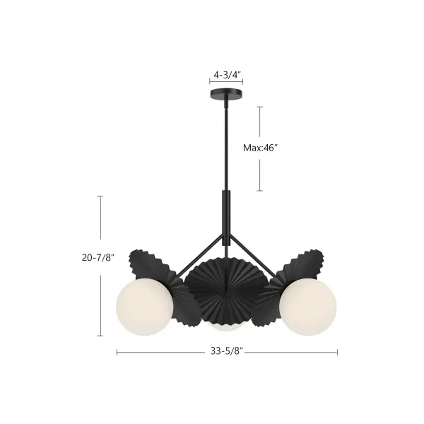 Plume 34-Inch Chandelier in Matte Black with Opal Glass - Image 6