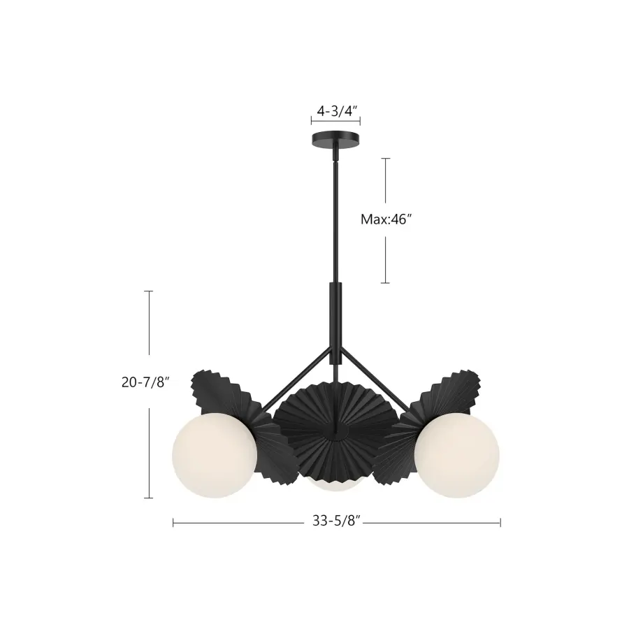 Plume 34-Inch Chandelier in Matte Black with Opal Glass - Image 6