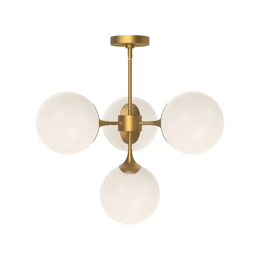 Nouveau 26-Inch Chandelier in Matte Black with Opal Glass - Image 1