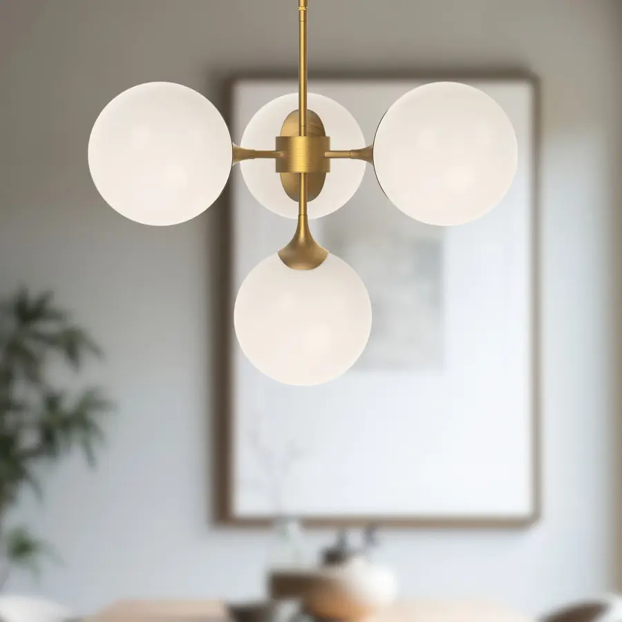 Nouveau 26-Inch Chandelier in Matte Black with Opal Glass - Image 2