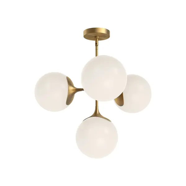 Nouveau 26-Inch Chandelier in Matte Black with Opal Glass - Image 5
