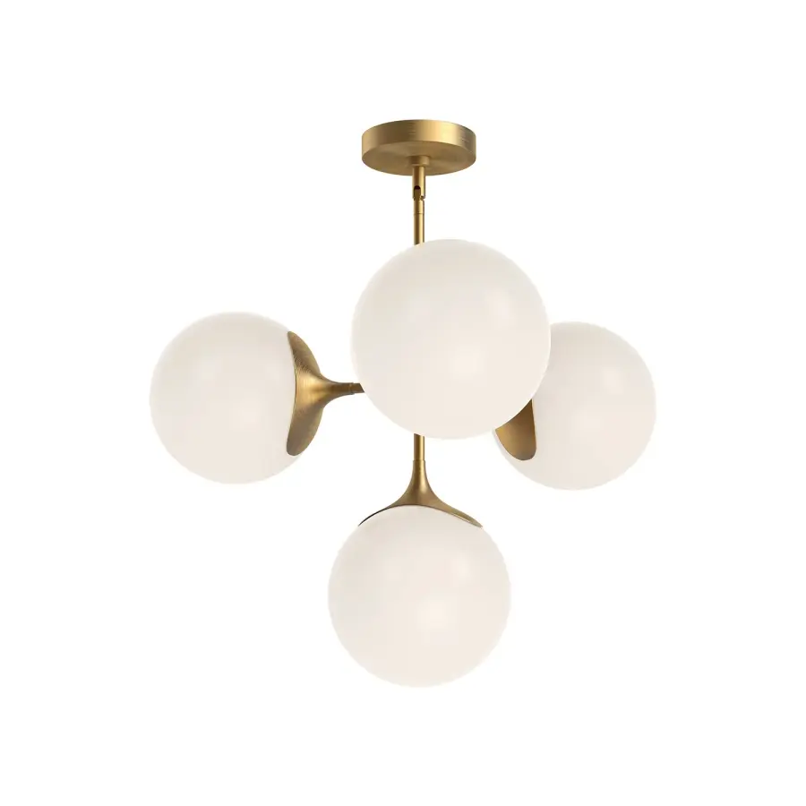 Nouveau 26-Inch Chandelier in Matte Black with Opal Glass - Image 5