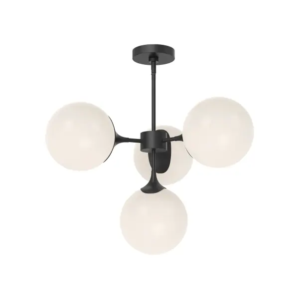 Nouveau 26-Inch Chandelier in Matte Black with Opal Glass - Image 7