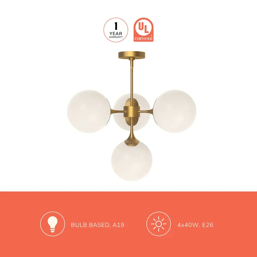 Nouveau 26-Inch Chandelier in Matte Black with Opal Glass - Image 9