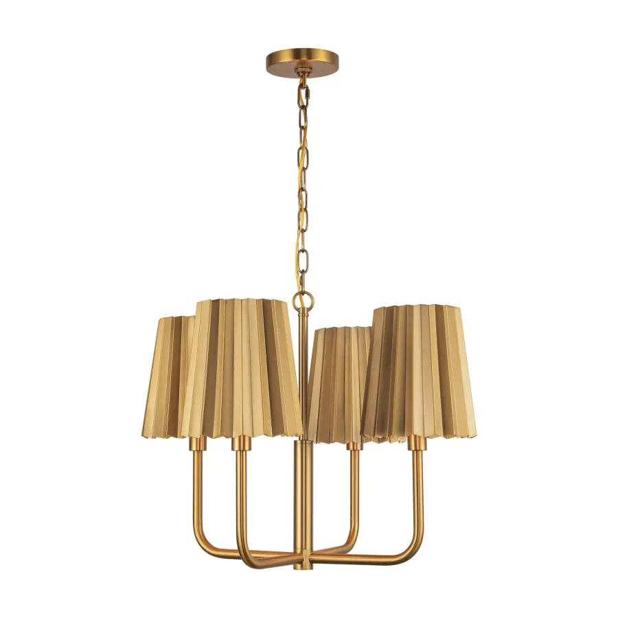 Plisse 23-Inch Chandelier in Aged Gold - Image 1