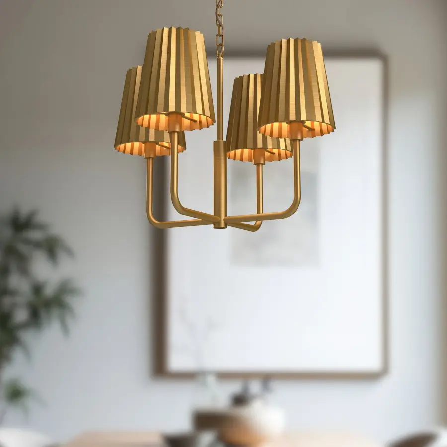 Plisse 23-Inch Chandelier in Aged Gold - Image 2