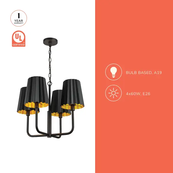 Plisse 23-Inch Chandelier in Aged Gold - Image 13
