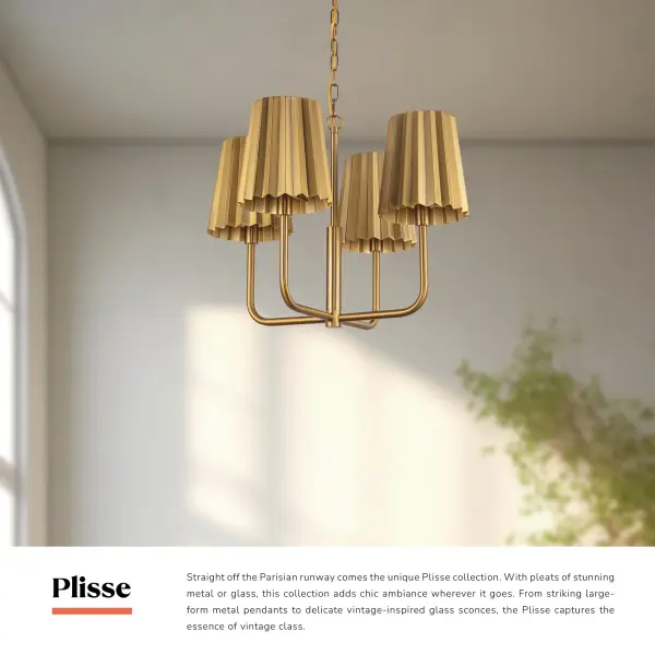 Plisse 23-Inch Chandelier in Aged Gold - Image 14