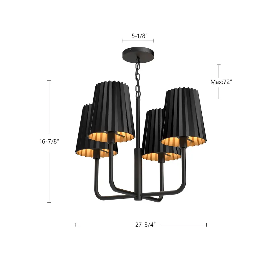 Plisse 23-Inch Chandelier in Aged Gold - Image 15