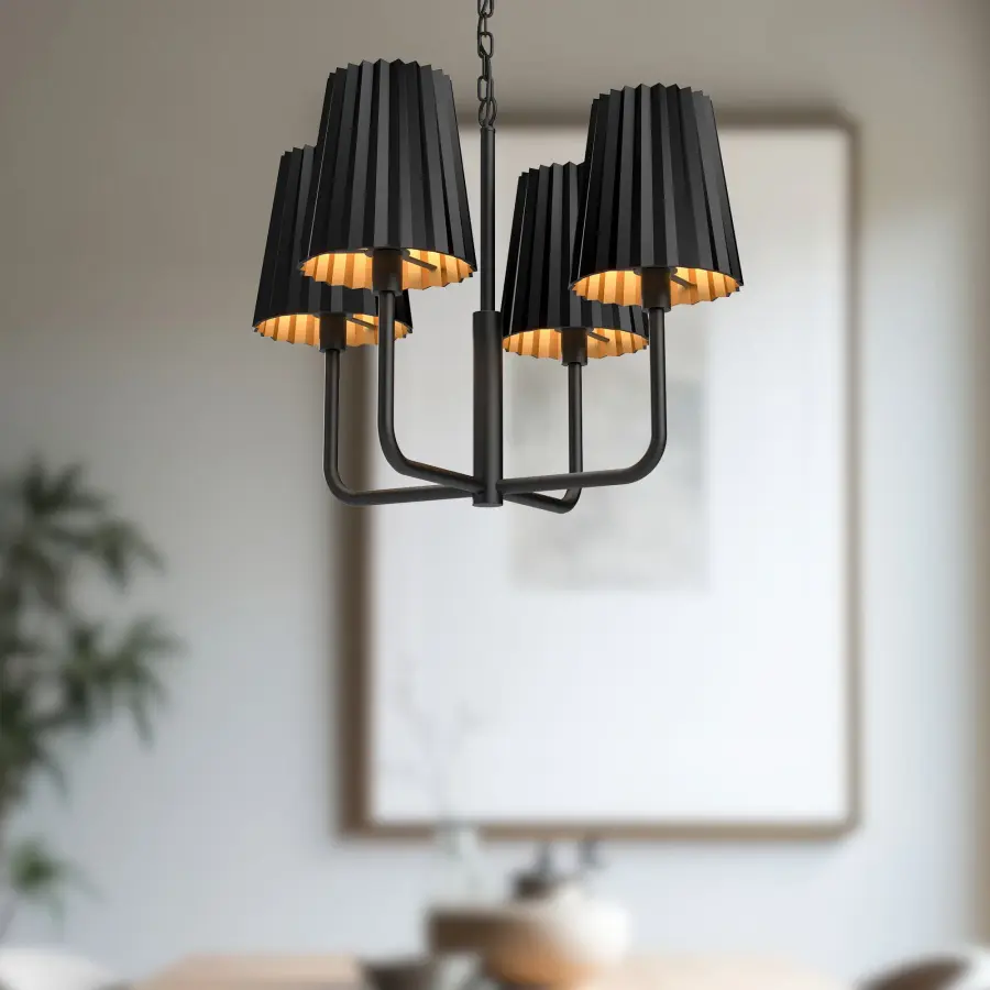 Plisse 23-Inch Chandelier in Aged Gold - Image 3