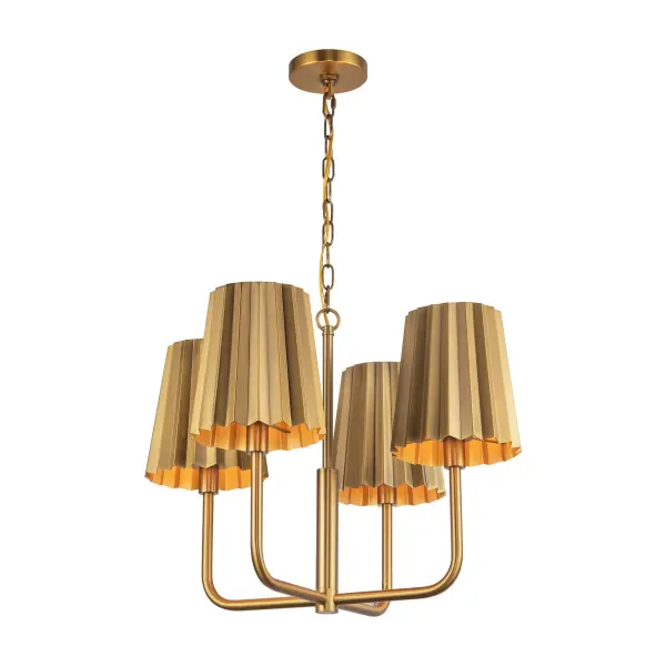 Plisse 23-Inch Chandelier in Aged Gold - Image 4