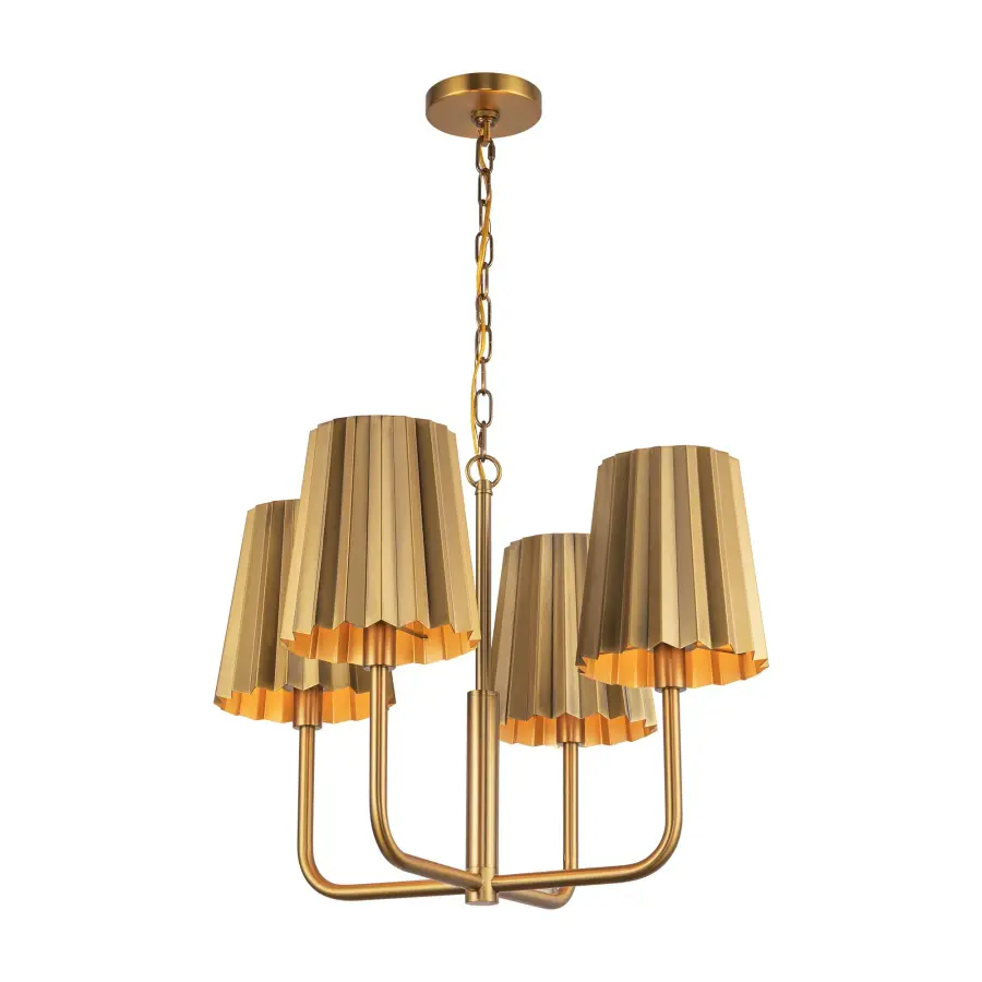 Plisse 23-Inch Chandelier in Aged Gold - Image 4
