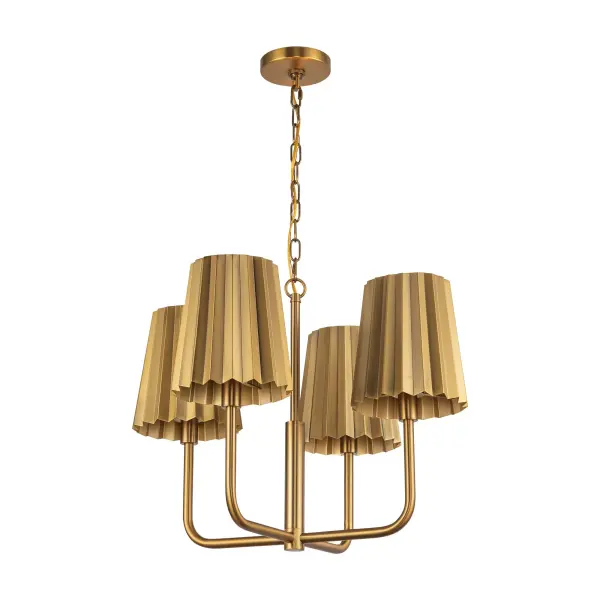 Plisse 23-Inch Chandelier in Aged Gold - Image 5
