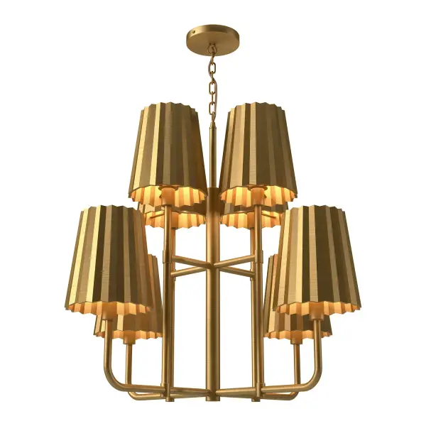 Plisse 30-Inch Chandelier in Aged Gold - Image 1