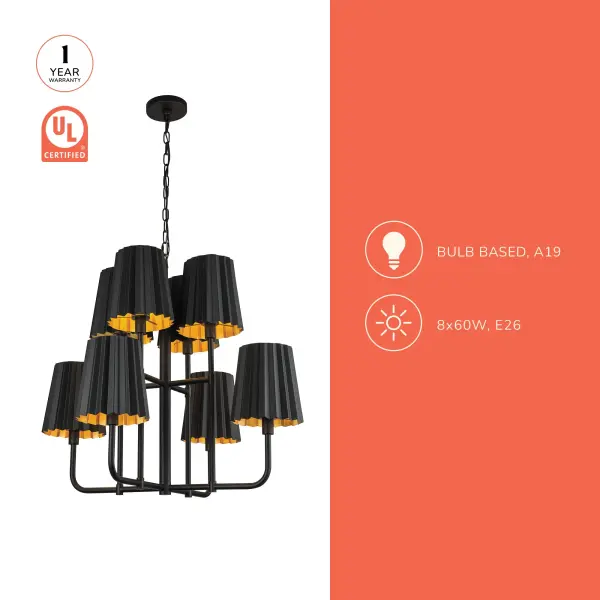 Plisse 30-Inch Chandelier in Aged Gold - Image 14