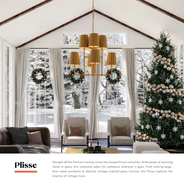 Plisse 30-Inch Chandelier in Aged Gold - Image 15