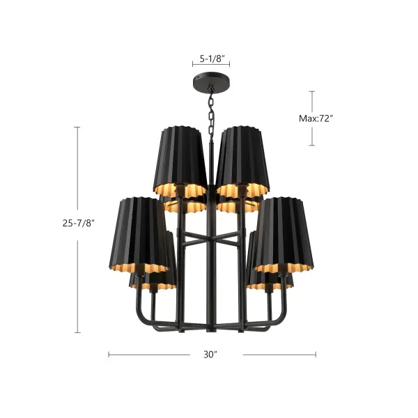 Plisse 30-Inch Chandelier in Aged Gold - Image 16