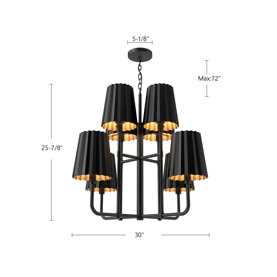 Plisse 30-Inch Chandelier in Aged Gold - Image 16