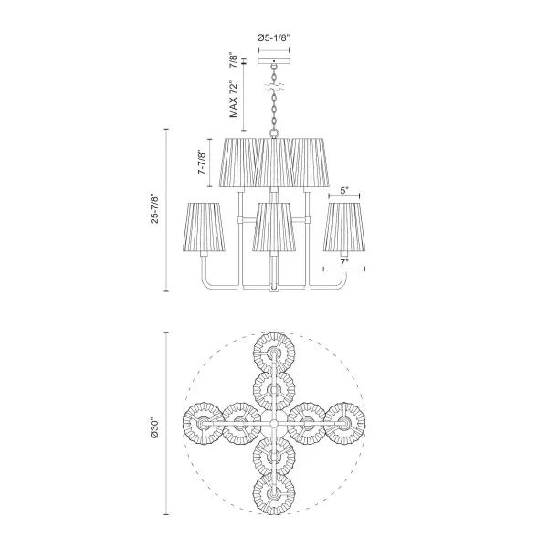 Plisse 30-Inch Chandelier in Aged Gold - Image 17