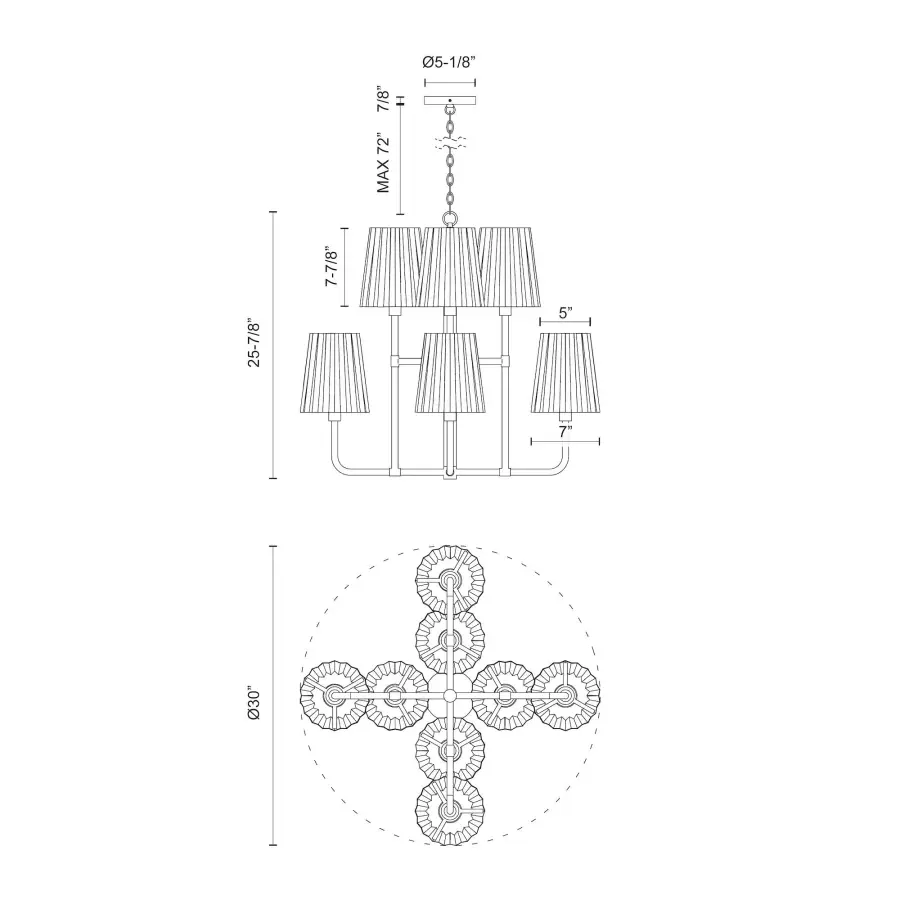 Plisse 30-Inch Chandelier in Aged Gold - Image 17