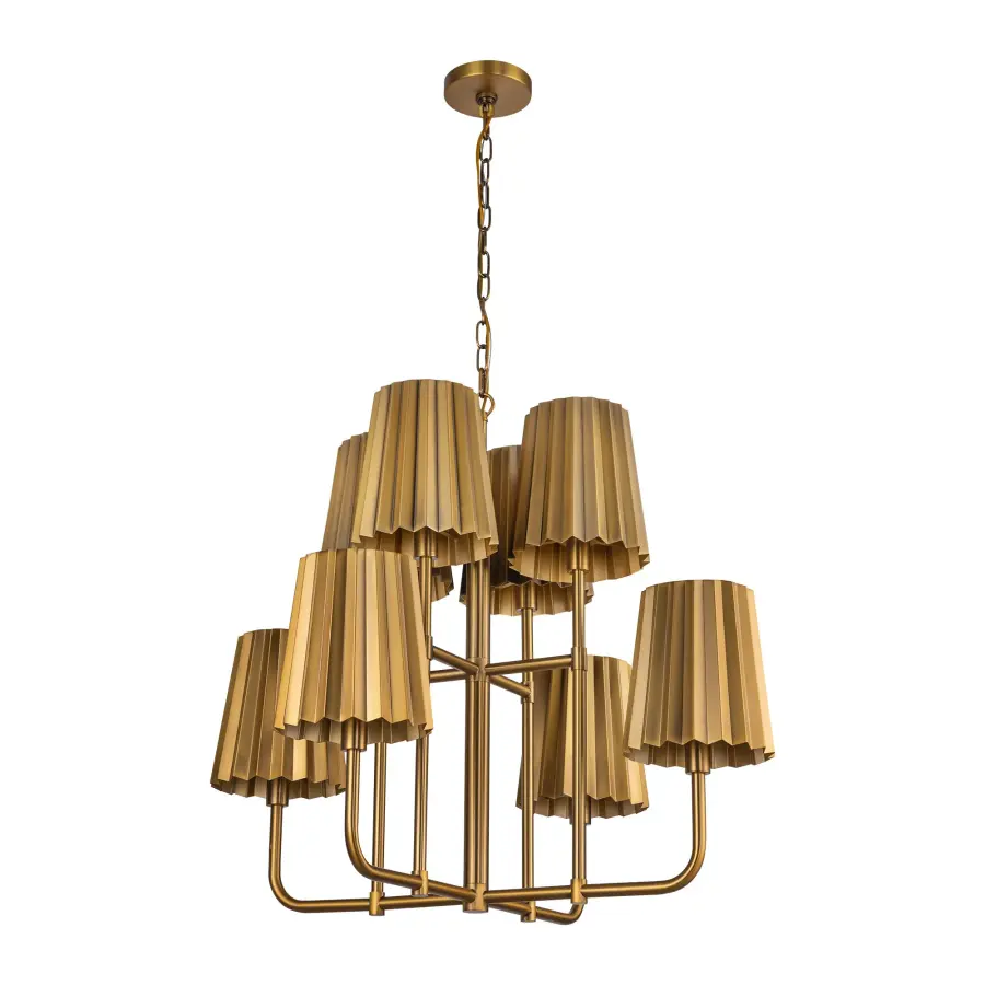 Plisse 30-Inch Chandelier in Aged Gold - Image 3
