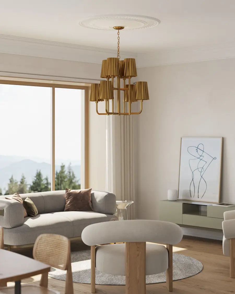 Plisse 30-Inch Chandelier in Aged Gold - Image 6