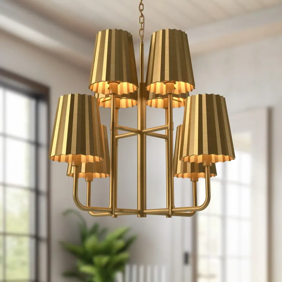 Plisse 30-Inch Chandelier in Aged Gold - Image 7