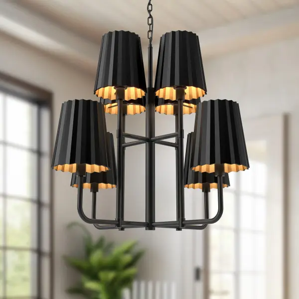 Plisse 30-Inch Chandelier in Aged Gold - Image 8