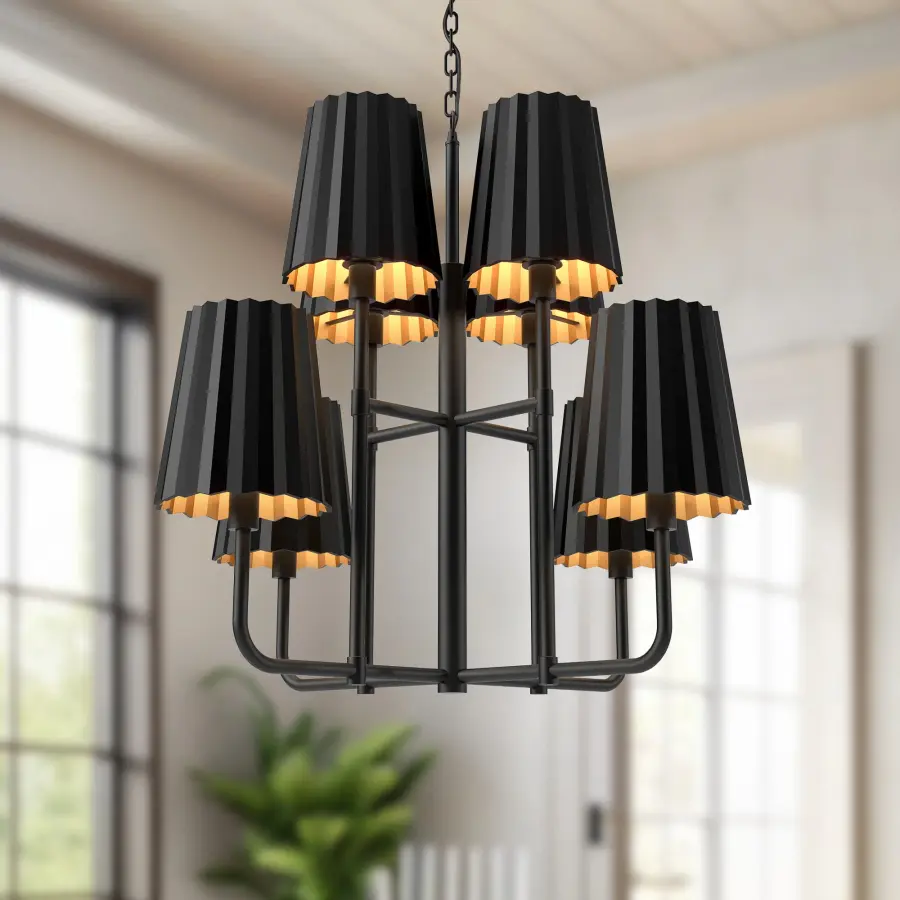 Plisse 30-Inch Chandelier in Aged Gold - Image 8
