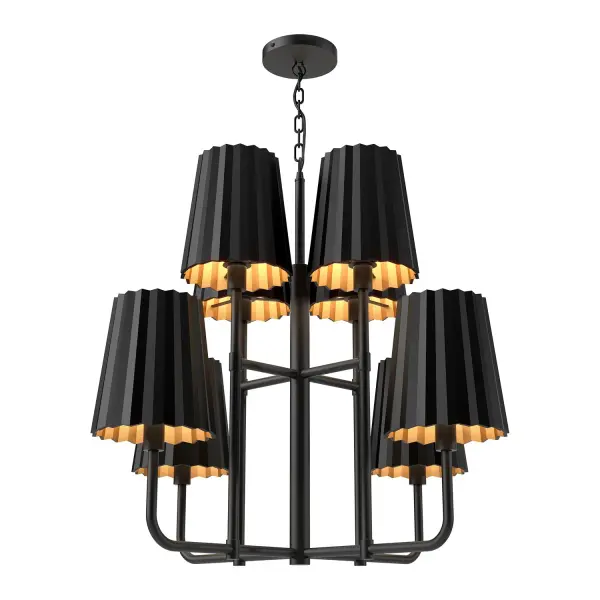 Plisse 30-Inch Chandelier in Aged Gold - Image 9