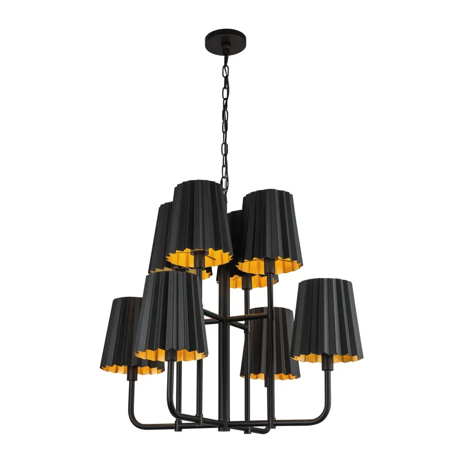 Plisse 30-Inch Chandelier in Aged Gold - Image 10
